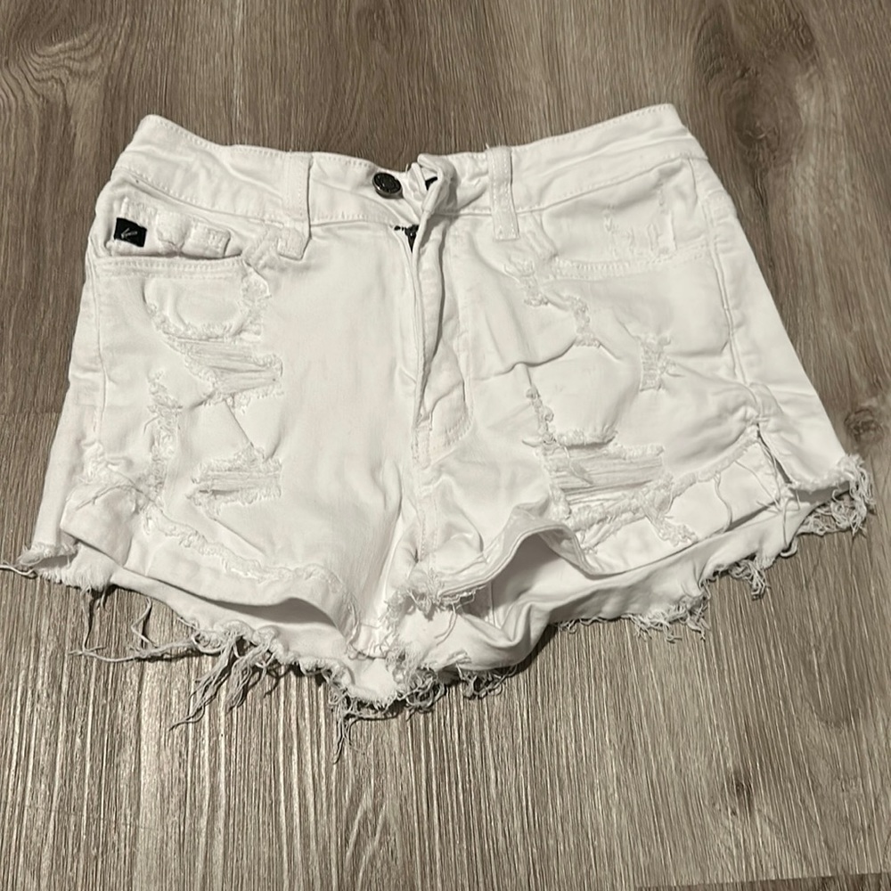 White jean shorts
